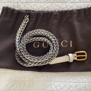 Gucci leather braided Belt in prestige condition. 46” long. The size is 75-30.